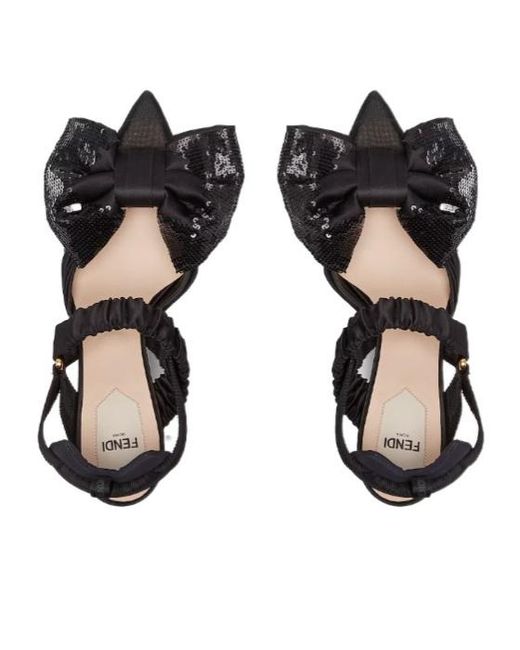 Fendi Black Colibrì Bow Embellished Singback Pumps