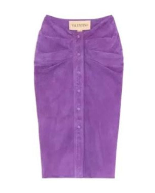 Valentino Purple Button Detailed Gathered Skirt