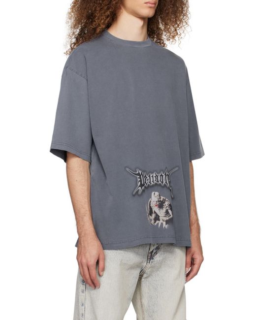 we11done Blue Monster Graphic-Print T-Shirt for men