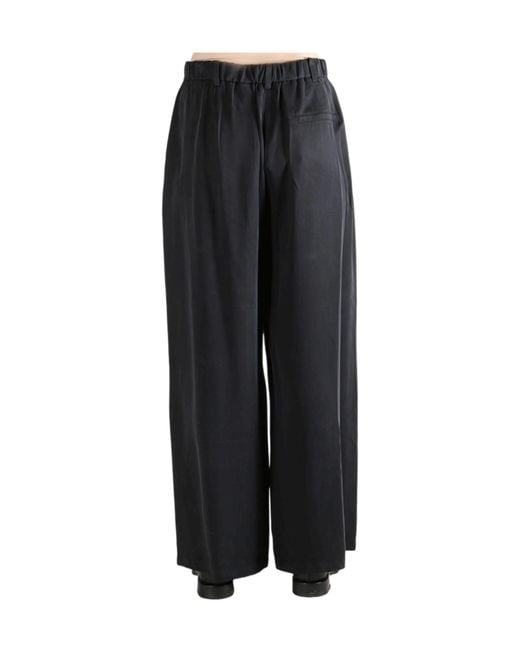 Amomento Black Cupro Two Tuck Wide Pants