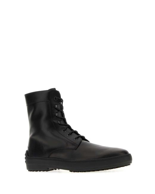 Tod's Black Leather Ankle Boots for men