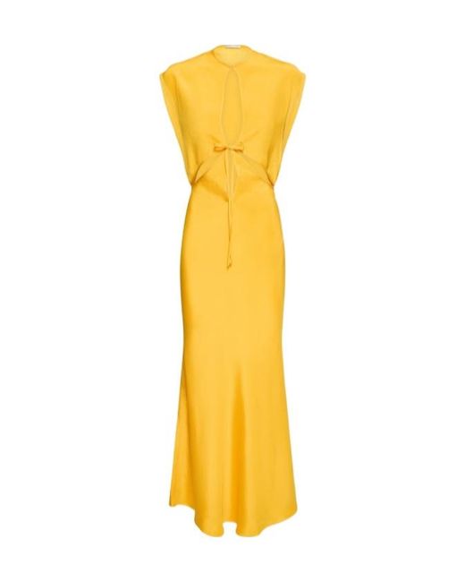 Christopher Esber Yellow Triquetra Silk Satin Cutout Long Dress