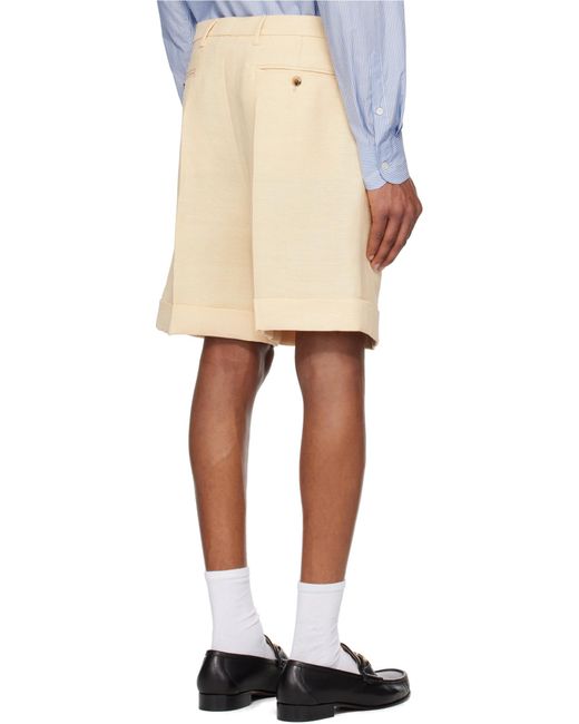 Valentino Natural Pleat Detailed Textured Shorts for men