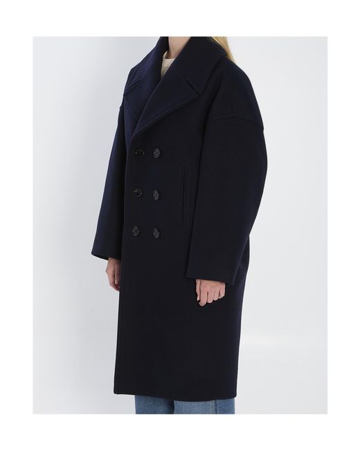 Céline Blue Long Peacoat