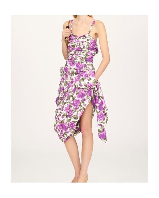 Chloé Purple Cotton Poplin Strapless Midi Dress