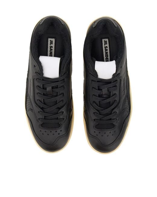 Jil Sander Black Round-Toe Lace-Up Sneakers