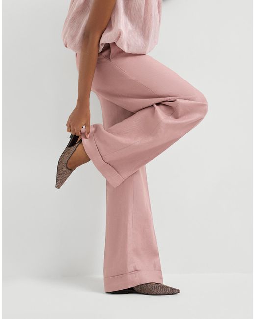 Brunello Cucinelli Pink Diagonal Flared Trousers