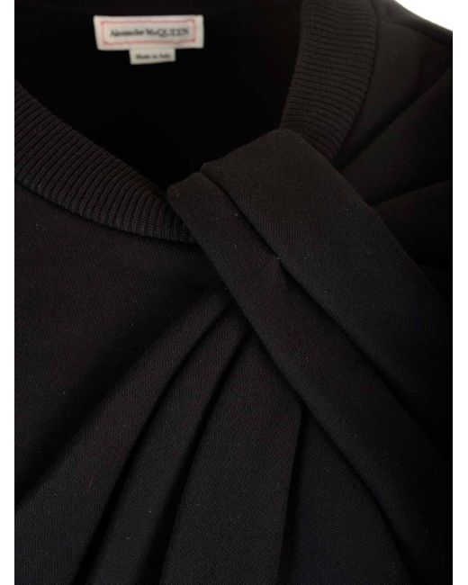 McQueen Black Knot-Detailed Crewneck Sweatshirt