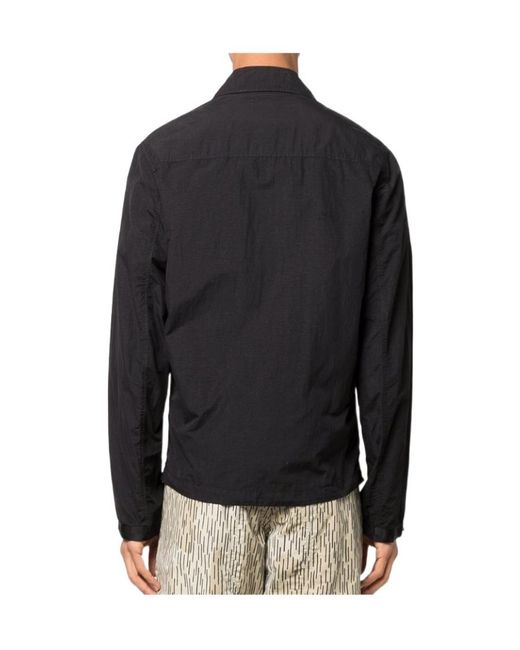 C P Company Black Mesh-Pocket Shirt Jacket for men