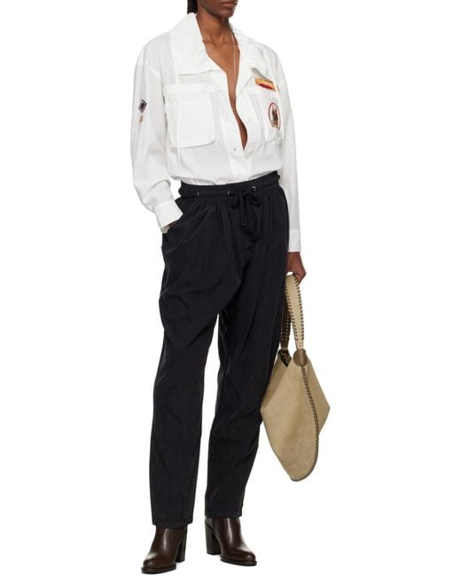 Isabel Marant White Chely Embroidered-Patches Drawstrting Shirt