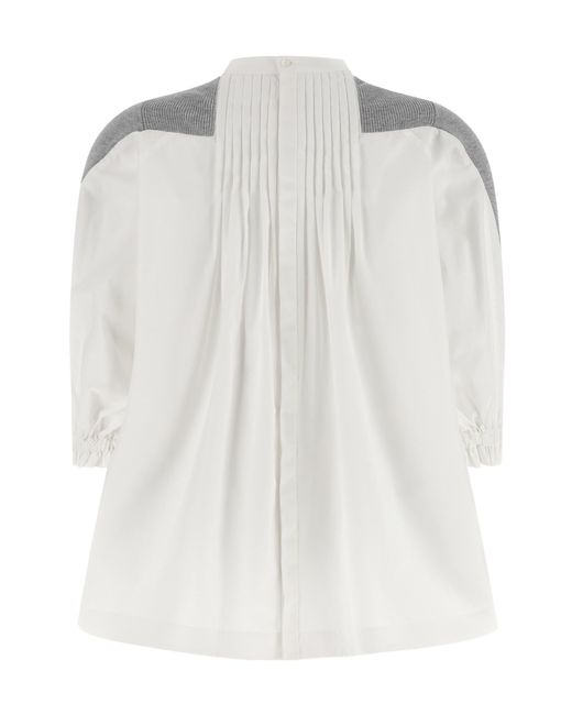 Sacai Gray Crewneck Pleated Back Shirt Jumper