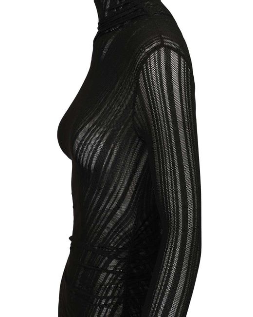 Amazuìn Black Olga Ribbed Long Dress