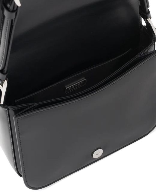 Prada Black Brushed Leather Shoulder Bag