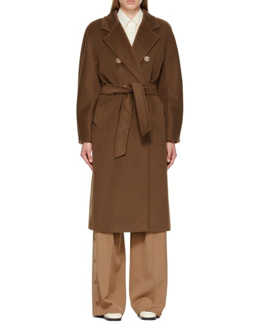 Max Mara Brown Madame Double-Breasted Belted Coat