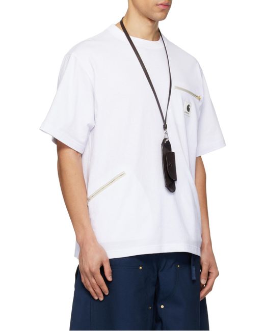 SACAI X CARHARTT WIP White Jersey T-Shirt for men