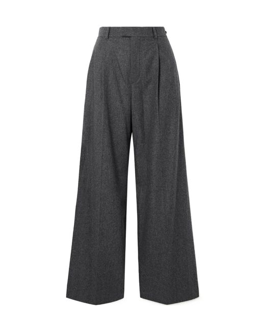 Carven Gray Pleated Wide-Leg Wool Trousers