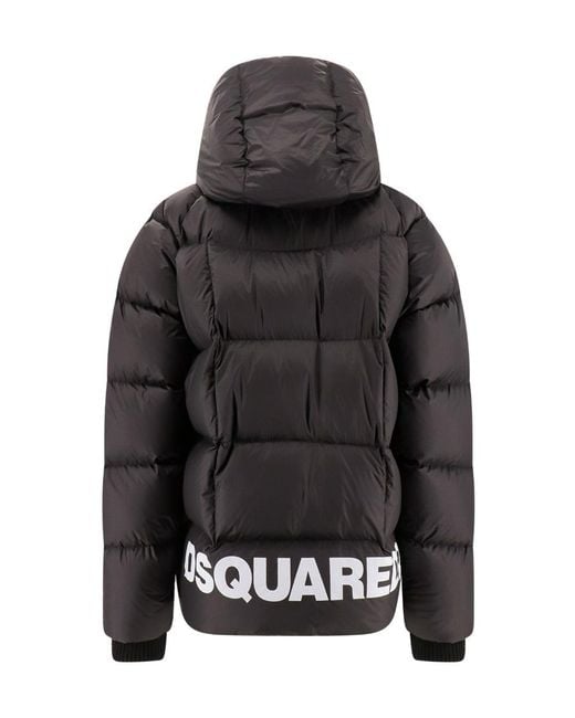 DSquared² Black Logo Printed Zipped Padded Jacket for men