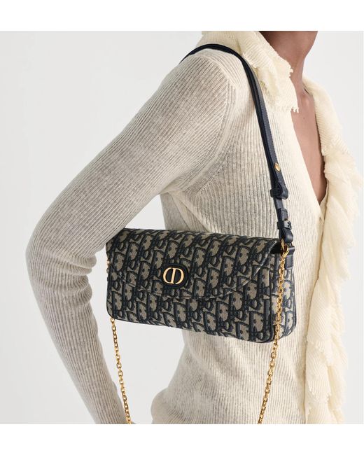Dior White 30 Montaigne D-Vine Pouch With Chain