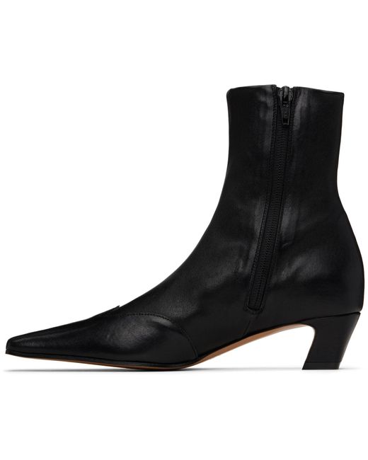 Khaite Black Nevada Almond Toe Ankle Boots