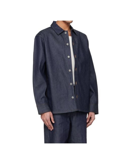 A.P.C. Blue Long-Sleeved Collared Denim Shirt for men