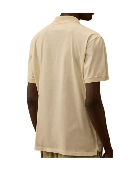 C P Company Natural Logo Patch Short Sleeve Polo Shirt for men