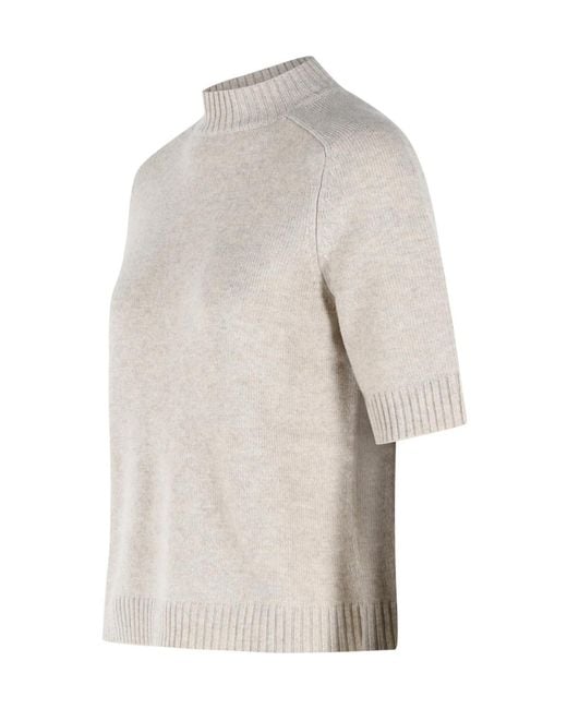 Loulou de Saison White Ruth Short-Sleeve Knitted Sweater