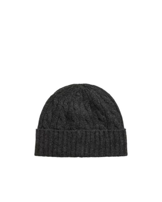 Ralph Lauren Black Cable-Knit Beanie Hat for men
