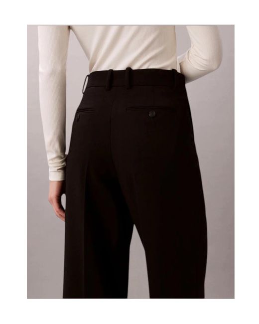 Calvin Klein Black Regular-Fit Tailored Pants