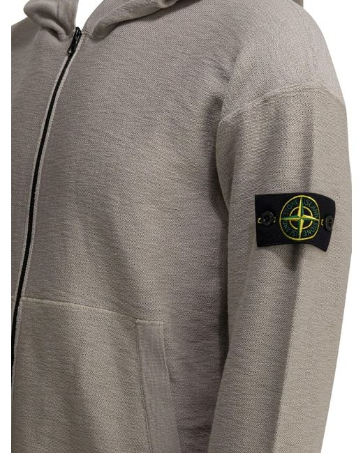 Stone Island Gray Logo Patch Zip-Up Jacket for men