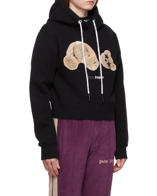 Palm Angels Black Sprayed Bear Logo Hoodie