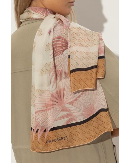 Ferragamo Pink Ferragamo Patterned Print Scarf