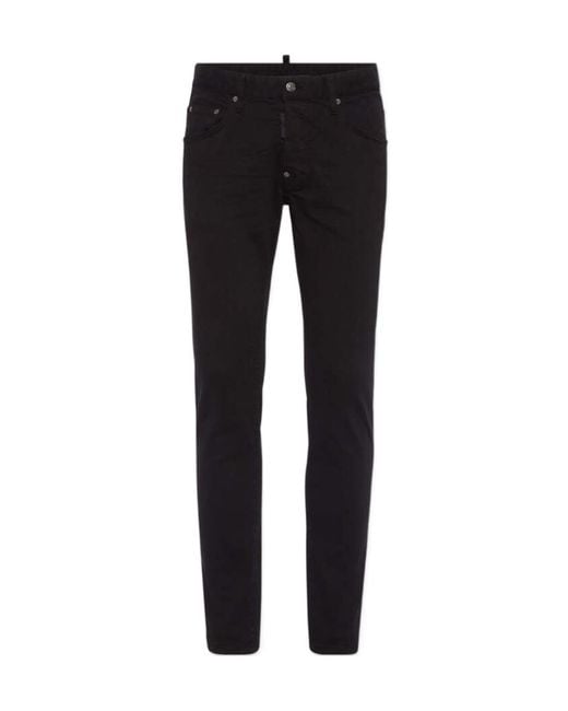 DSquared² Black Skater Logo Patch Skinny Jeans for men