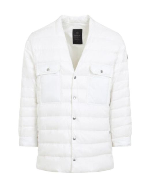 Moncler White Moncler Rick Owens V-Neck Padded Jacket for men