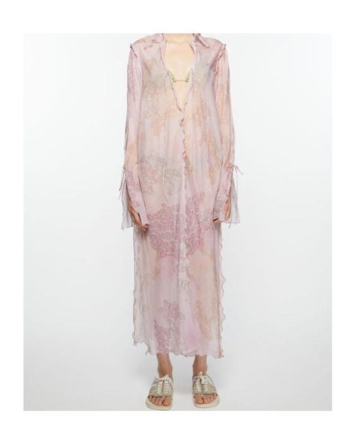 Acne Pink Chiffon Seasonal-Print Dress