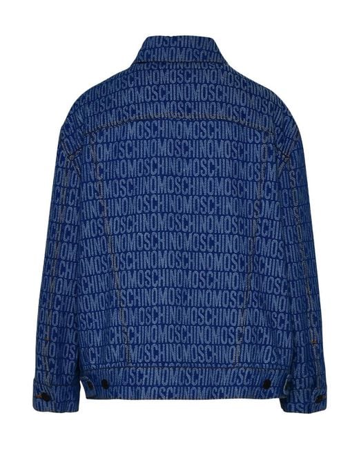 Moschino Blue Monogram-Print Denim Jacket