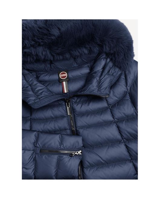 Colmar Blue A-Line Down Jacket With Faux Fur