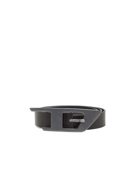 DIESEL White Logo-Buckle Leather Belt for men