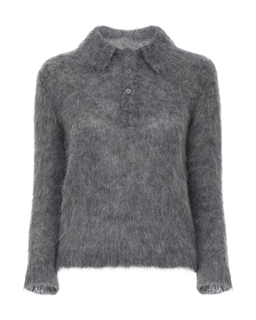 Chloé Gray Chloé Brushed-Finish Polo Shirt