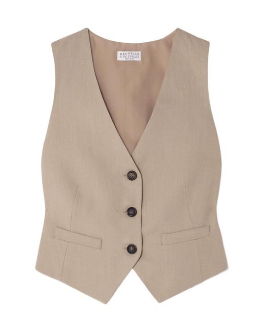 Brunello Cucinelli Natural V-Neck Vest