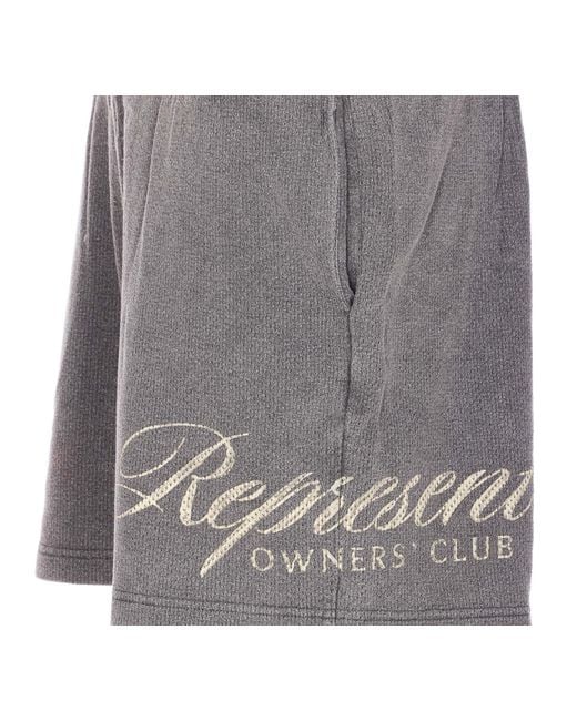 Represent Gray Logo Printed Straight-Hem Shorts for men