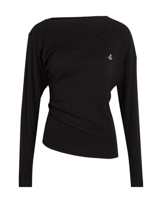 Vivienne Westwood Black Asymmetric Long-Sleeve Knit Top