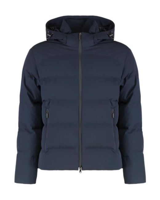 Paul & Shark Blue Hooded Down Jacket for men