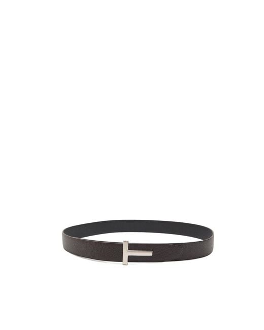 Tom Ford White Reversible Grained Leather Belt for men