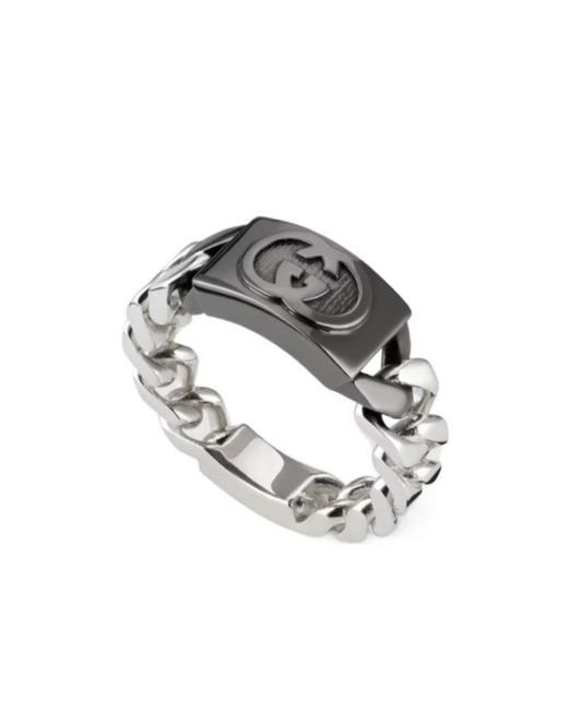 Gucci White Interlocking Band Ring