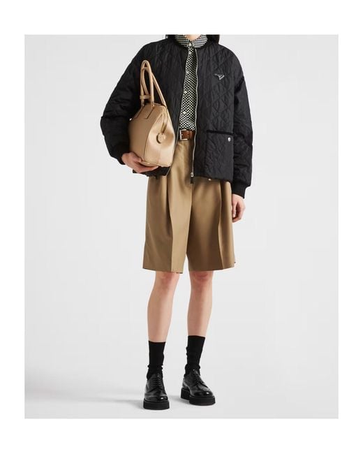Prada Black Quilted Corduroy-Trim Jacket