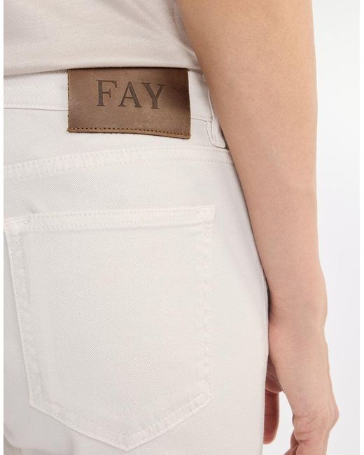 Fay White Logo Patch 5-Pocket Trousers
