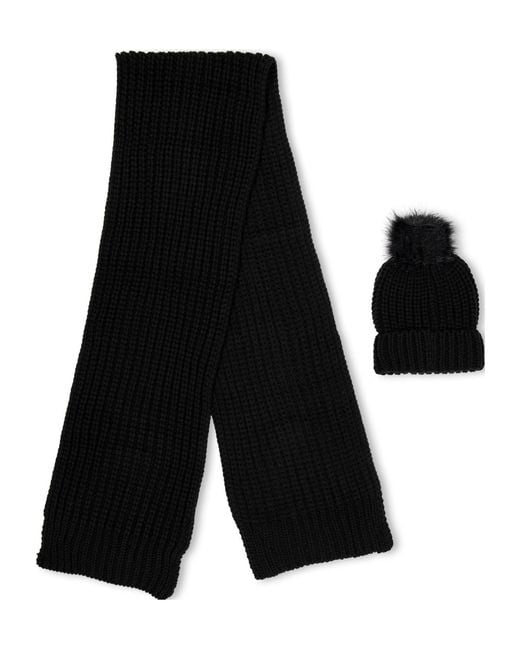 Barbour Black Ribbed Knit Beanie