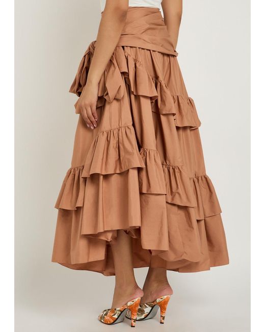 Chloé Brown Tiered Cotton-Poplin Maxi Skirt