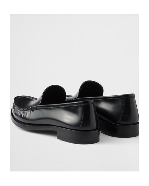 Prada Black Logo-Debossed Ruched Loafers