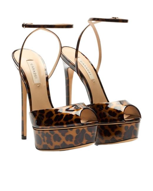 Casadei Brown Flora Platform Panthera Sandal